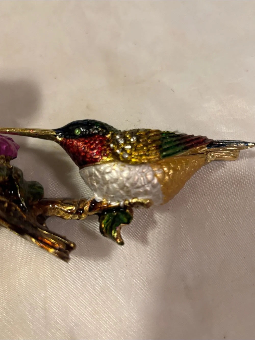 Enameled Rhinestone Colorful Hummingbird Decorative Trinket  - Multicolor